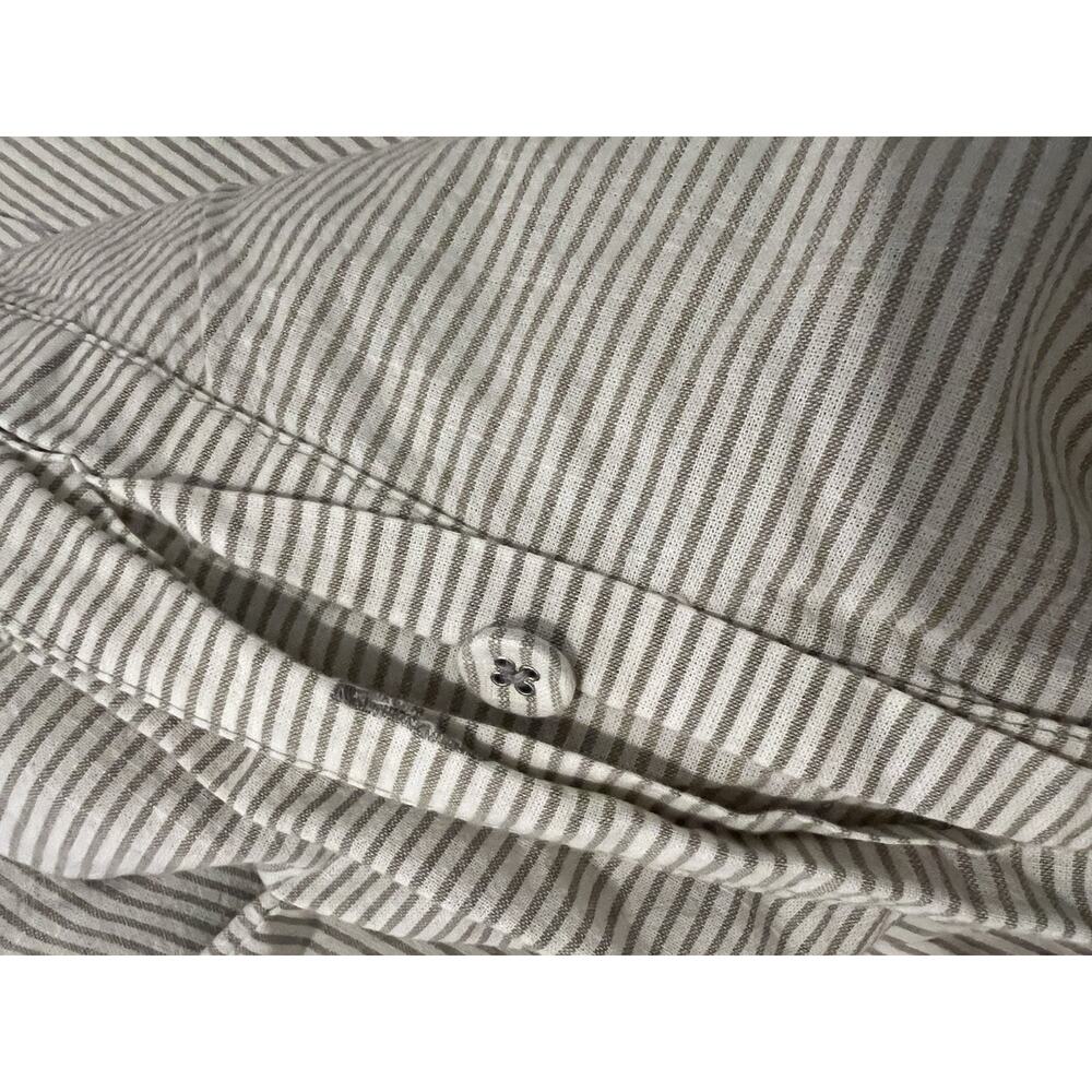 Pin Stripe Gray White Duvet Cover Size Full Textured 100% Stone Washed Cotton